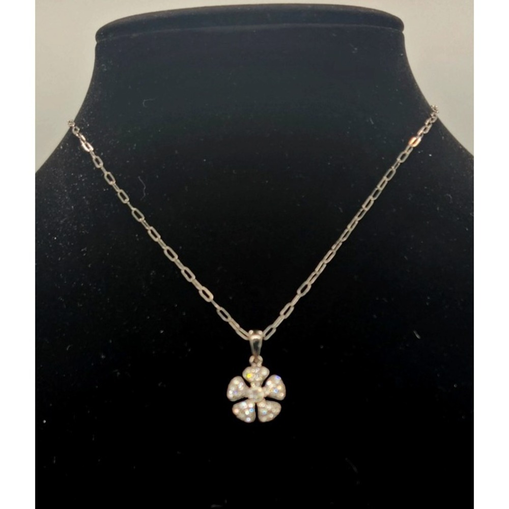 Lia Sophia Beautiful Silvertone Clear RHINESTONES Wild Rose Pendant Necklace NWT